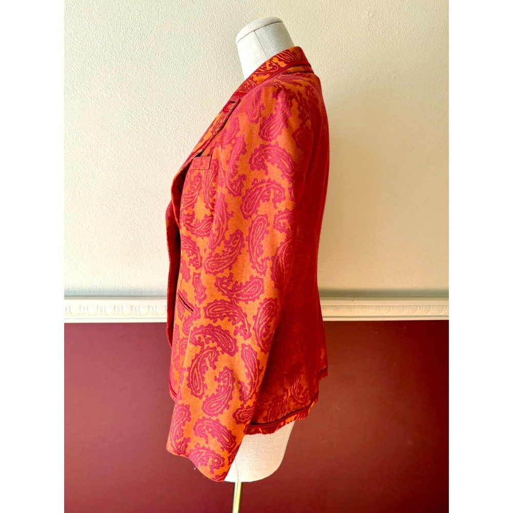 Vintage Kuhlman Italy Pink Orange Jacquard Paisley Blazer Statement‎ Jacket Y2K - Picture 2 of 11
